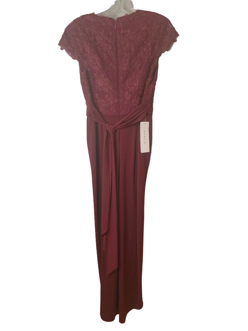 AZAZIE Jenna Burgundy Lace Bridesmaid Dress Wine Formal Gown NWT Size 6 - Picture 2 of 10